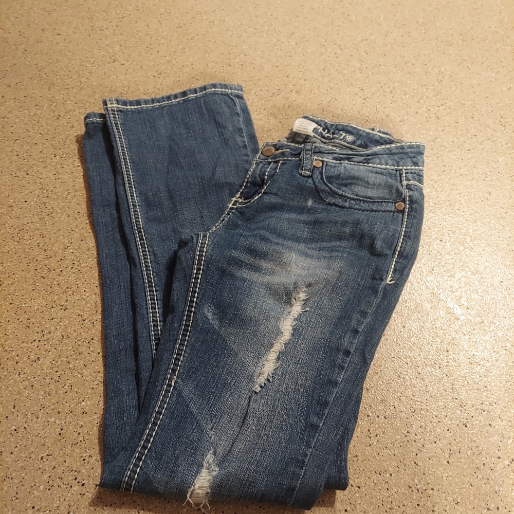 Blue asphalt bootcut jeans short 1 distressed - Picture 6 of 7